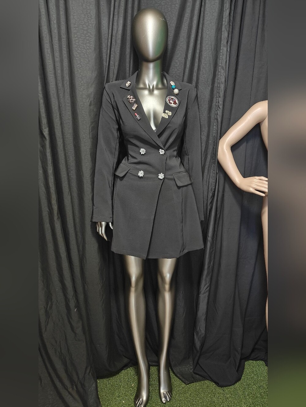 Blazer Mini Dress With Brooches - Picture 2 of 6